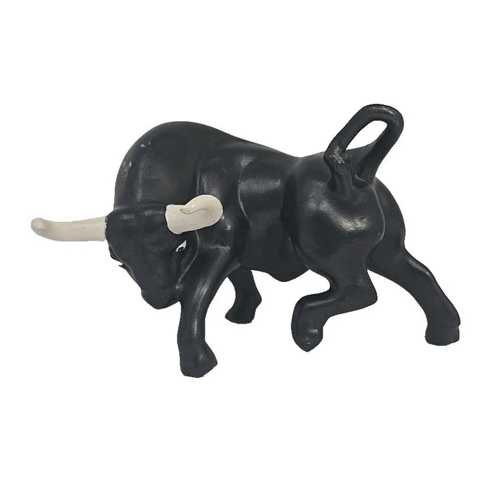 Vintage Ceramic Bull Figurine With White Horns‎ U23